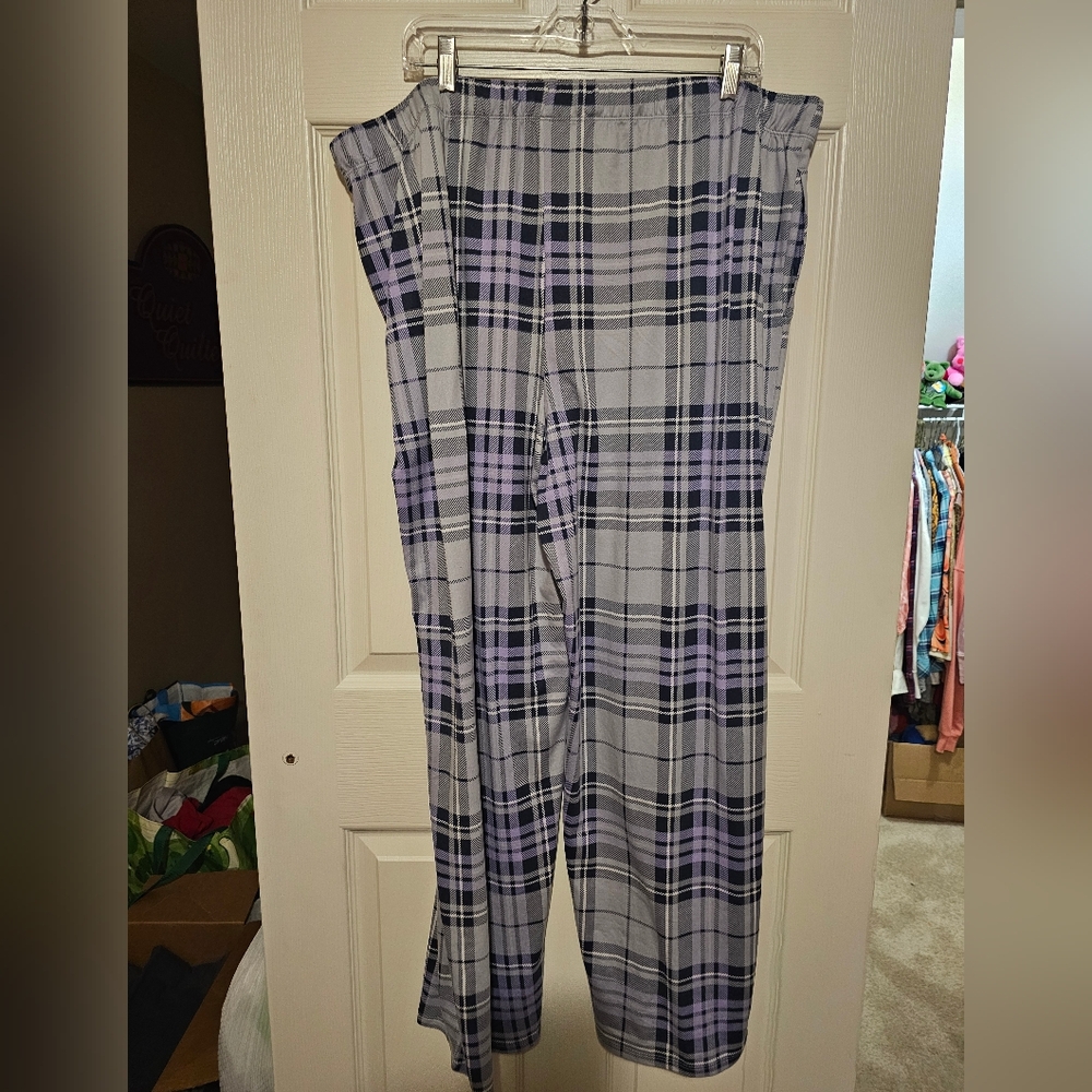 Cuddl Duds Lavender & Gray Plaid Pajama Bottoms sz 2X - Picture 2 of 4